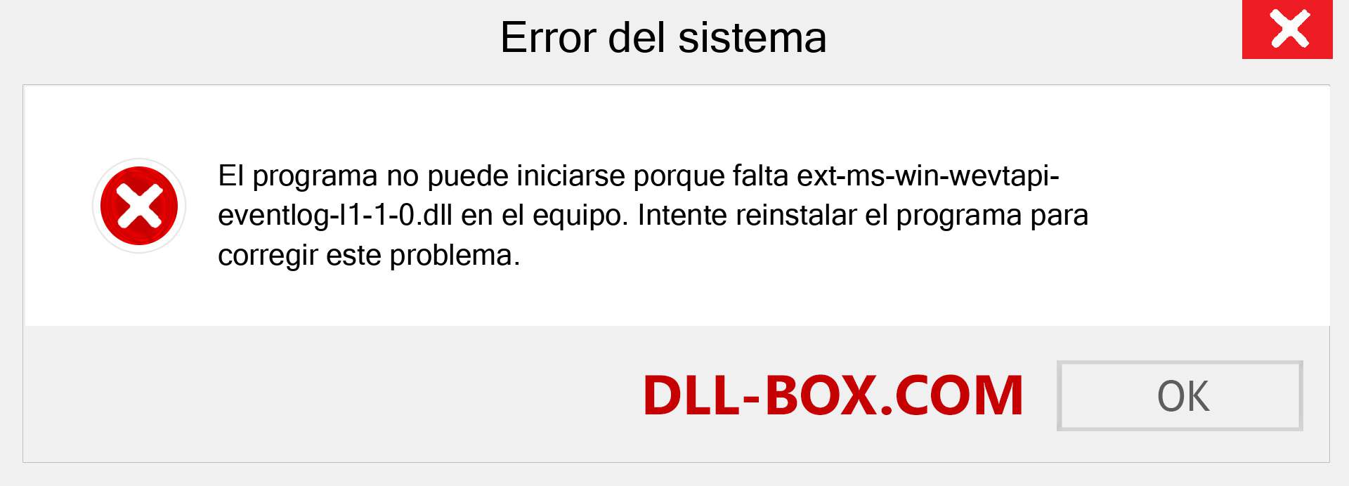 ¿Falta el archivo ext-ms-win-wevtapi-eventlog-l1-1-0.dll ?. Descargar para Windows 7, 8, 10 - Corregir ext-ms-win-wevtapi-eventlog-l1-1-0 dll Missing Error en Windows, fotos, imágenes