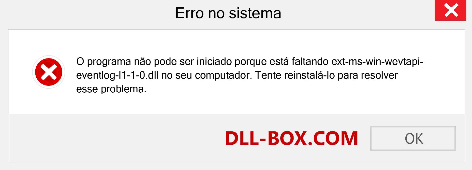 Arquivo ext-ms-win-wevtapi-eventlog-l1-1-0.dll ausente ?. Download para Windows 7, 8, 10 - Correção de erro ausente ext-ms-win-wevtapi-eventlog-l1-1-0 dll no Windows, fotos, imagens